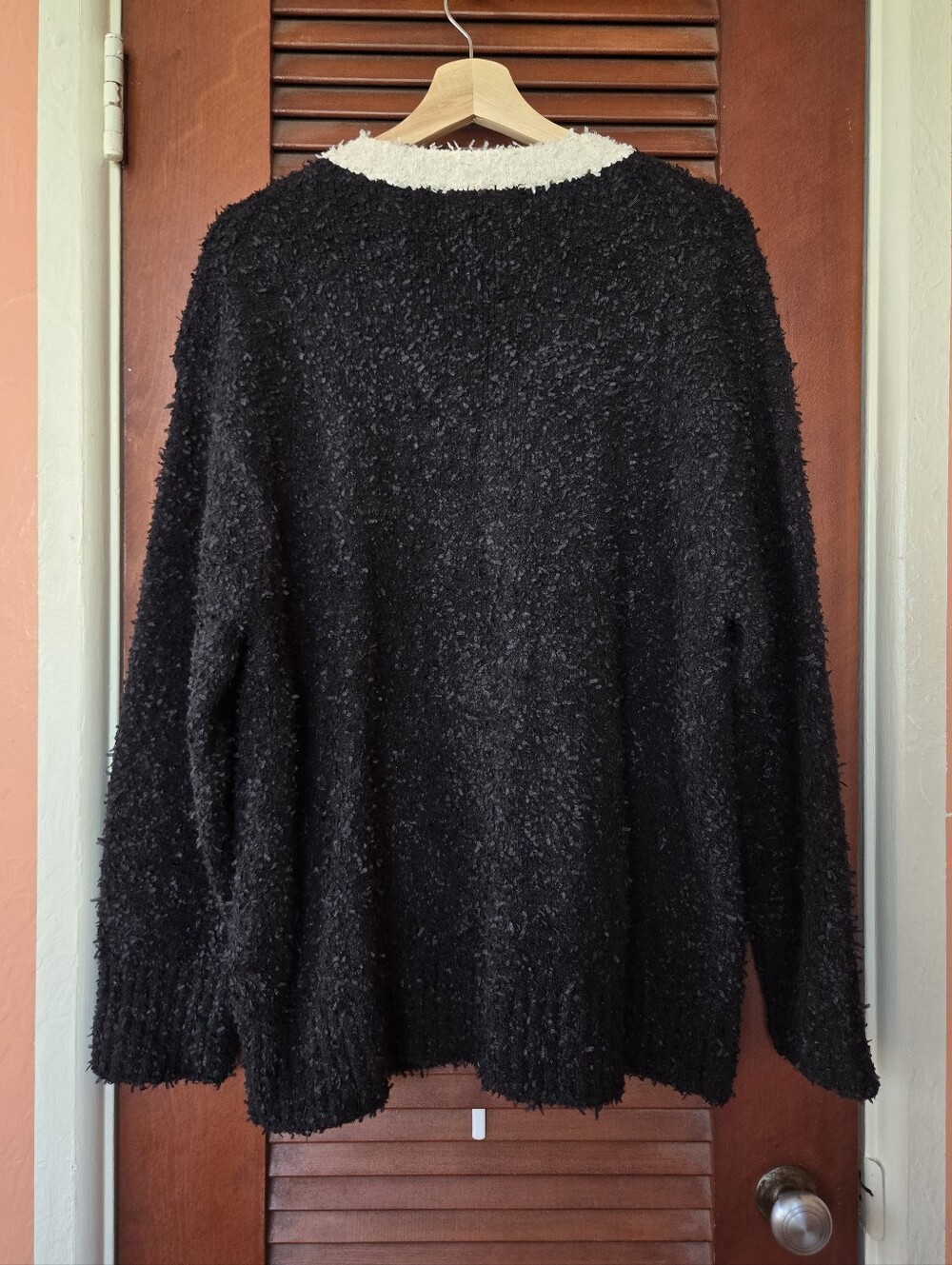 NWT J CREW Longer sweater lady jacket in textured contrast yarn, Gold Buttons, L - Picture 6 of 8